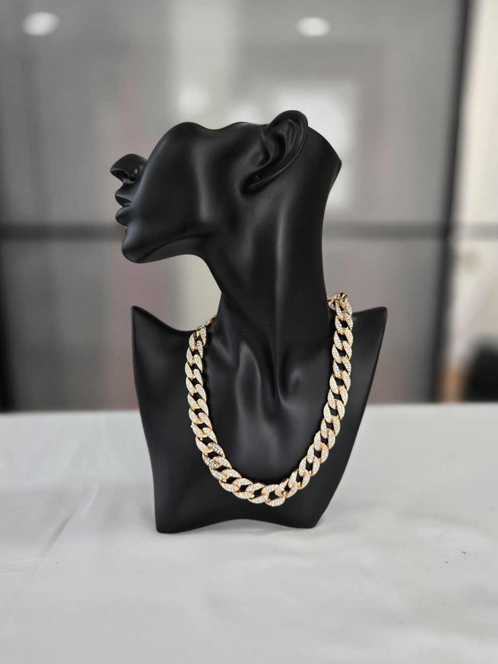 Gold Tone Pavé Cuban Link Necklace for Women